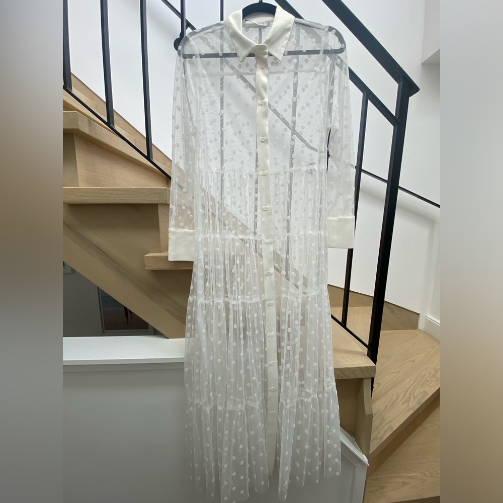 Zara White Polka Dot Maxi Dress